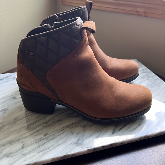 EUC Merrell Chateau Mid Bootie Oak Brown Women’s 10 Pull on Zip - Picture 1 of 6